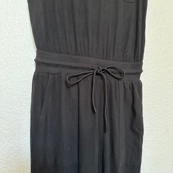 ATM High Torsion Black Drawstring Tank Muscle Sleeveless Casual Long Jumpsuit - Picture 6 of 11